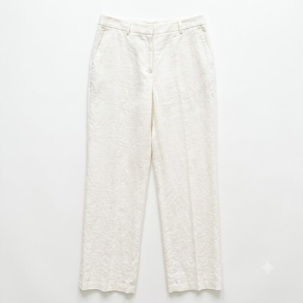 LAFAYETTE 148 100% Linen Gates Pants Ivory/Cream Dress Career Work Womens US 12